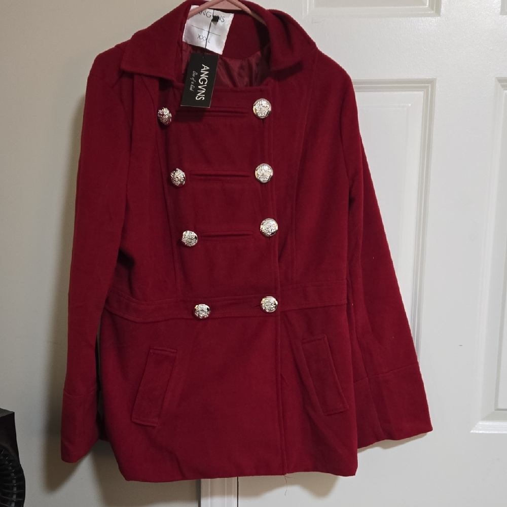 Women's Red Peacoat